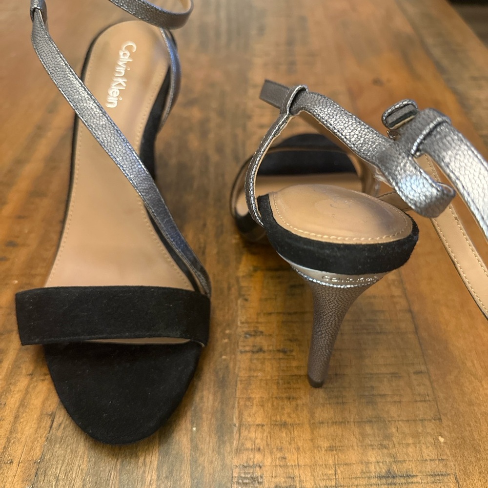 Calvin Klein Black and Silver Stiletto Heels